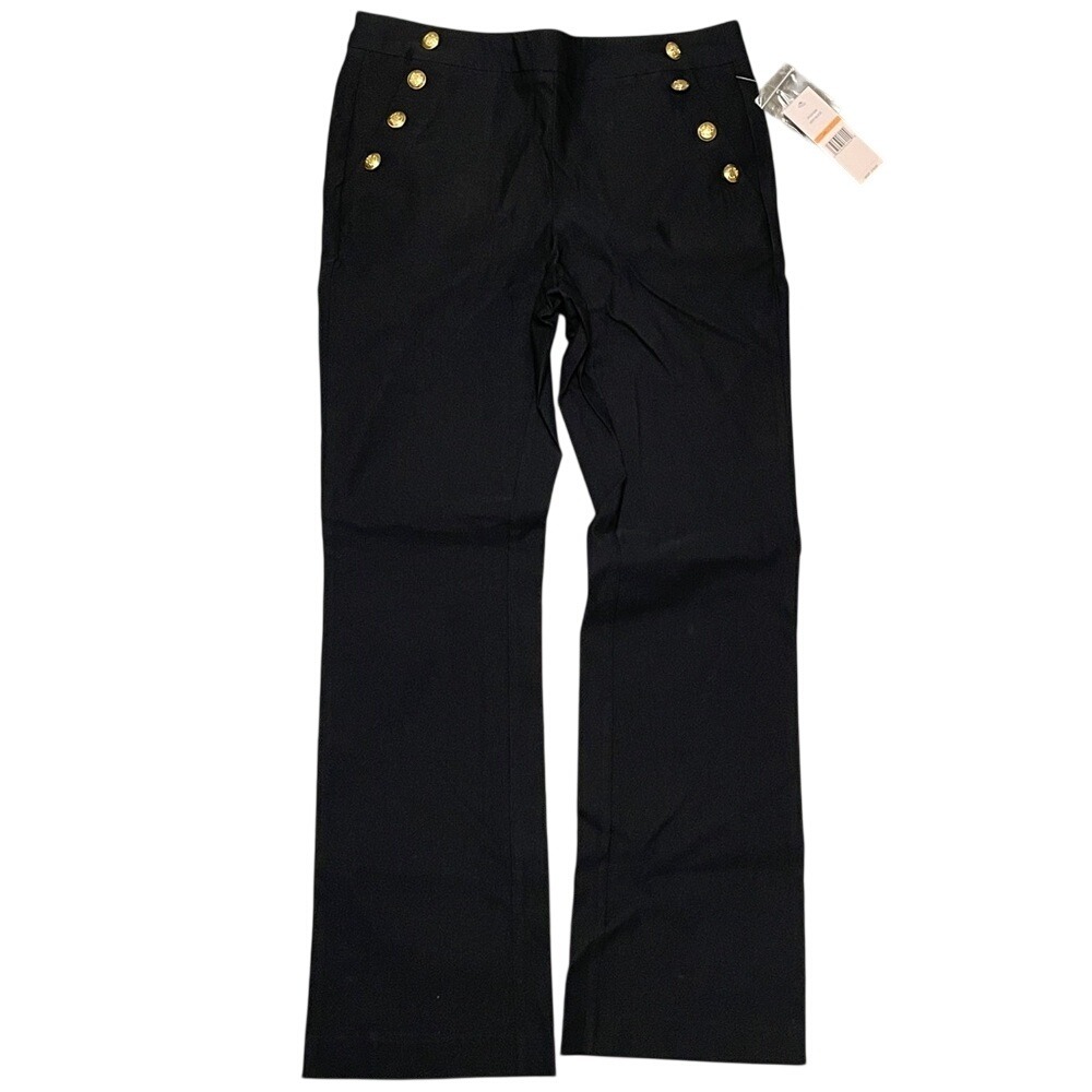 Nanette Lepore Black‎ Sailor Pants Gold Button Trousers Womens Size S NWT